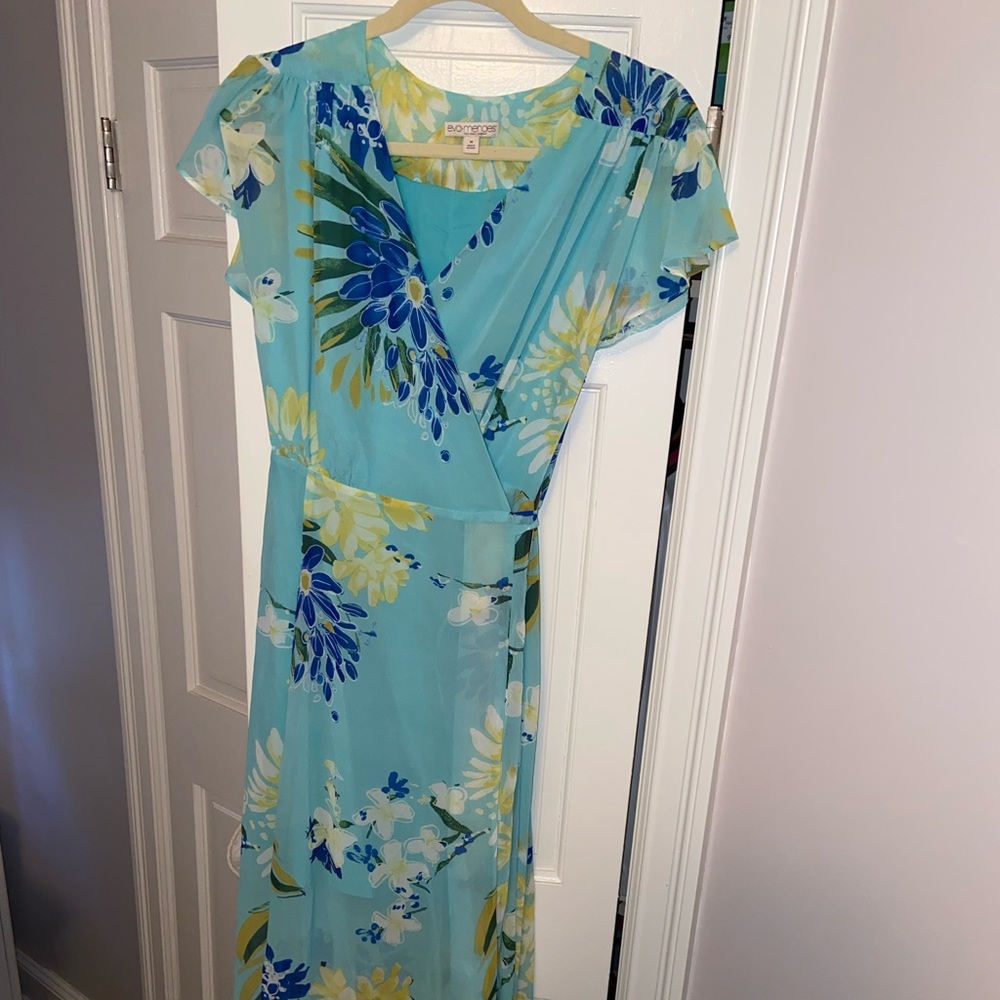 Eva Mendes Wrap Around Maxi Dress